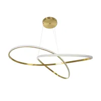GLOBOSTAR® DEXTER 60920 Μοντέρνο Κρεμαστό Φωτιστικό Οροφής LED 120W 13440lm 300° AC 220-240V IP20 Ρυθμιζόμενο Λευκό CCT με Χειριστήριο από 2700K έως 6000K Dimmable - Lumileds SMD Chip - Χρυσό Βούρτσας - Μ103 x Π103 x Υ30cm - 3 Χρόνια Εγγύηση