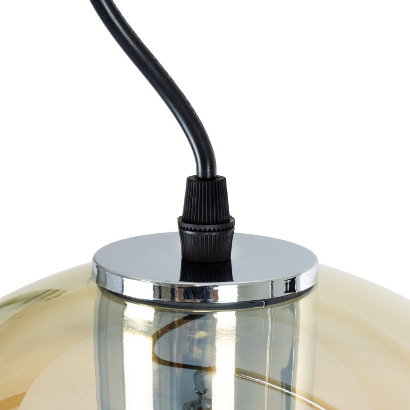 GLOBOSTAR® GLASSO 60927 Μοντέρνο Κρεμαστό Φωτιστικό Οροφής με Ντουί 1 x E27 AC 220-240V IP20 - Ασημί & Μελί - Μ27 x Π27 x Υ52cm