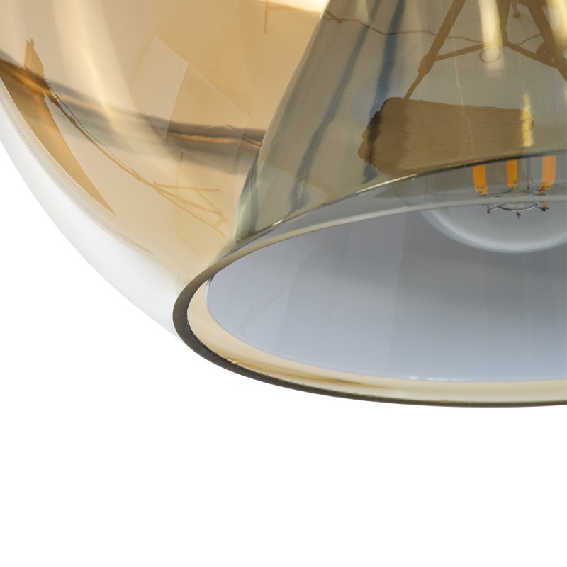 GLOBOSTAR® GLASSO 60927 Μοντέρνο Κρεμαστό Φωτιστικό Οροφής με Ντουί 1 x E27 AC 220-240V IP20 - Ασημί & Μελί - Μ27 x Π27 x Υ52cm