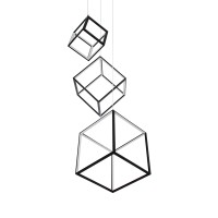 GLOBOSTAR® KIBOO-TRIO 60931 Μοντέρνο Κρεμαστό Φωτιστικό Οροφής LED 90W 10350lm 360° AC 220-240V IP20 Ρυθμιζόμενο Λευκό CCT με Χειριστήριο από 2700K έως 6000K Dimmable - Lumileds SMD Chip - Μαύρο Ματ - Μ60 x Π60 x Υ80cm - 3 Χρόνια Εγγύηση