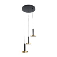 GLOBOSTAR® ZANE 60934 Μοντέρνο Κρεμαστό Φωτιστικό Οροφής LED 54W 6048lm 120° AC 220-240V IP20 Ρυθμιζόμενο Λευκό CCT με Χειριστήριο από 2700K έως 6000K Dimmable - Lumileds SMD Chip - Μαύρο Ματ & Χρυσό - Μ40 x Π40 x Υ20cm - 3 Χρόνια Εγγύηση