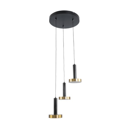 GLOBOSTAR® ZANE 60934 Μοντέρνο Κρεμαστό Φωτιστικό Οροφής LED 54W 6048lm 120° AC 220-240V IP20 Ρυθμιζόμενο Λευκό CCT με Χειριστήριο από 2700K έως 6000K Dimmable - Lumileds SMD Chip - Μαύρο Ματ & Χρυσό - Μ40 x Π40 x Υ20cm - 3 Χρόνια Εγγύηση