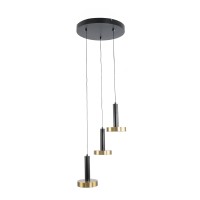 GLOBOSTAR® ZANE 60934 Μοντέρνο Κρεμαστό Φωτιστικό Οροφής LED 54W 6048lm 120° AC 220-240V IP20 Ρυθμιζόμενο Λευκό CCT με Χειριστήριο από 2700K έως 6000K Dimmable - Lumileds SMD Chip - Μαύρο Ματ & Χρυσό - Μ40 x Π40 x Υ20cm - 3 Χρόνια Εγγύηση