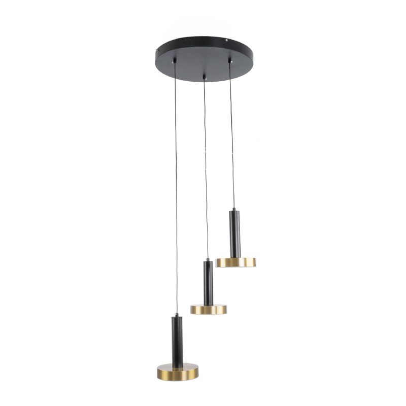 GLOBOSTAR® ZANE 60934 Μοντέρνο Κρεμαστό Φωτιστικό Οροφής LED 54W 6048lm 120° AC 220-240V IP20 Ρυθμιζόμενο Λευκό CCT με Χειριστήριο από 2700K έως 6000K Dimmable - Lumileds SMD Chip - Μαύρο Ματ & Χρυσό - Μ40 x Π40 x Υ20cm - 3 Χρόνια Εγγύηση