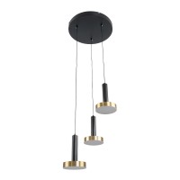 GLOBOSTAR® ZANE 60934 Μοντέρνο Κρεμαστό Φωτιστικό Οροφής LED 54W 6048lm 120° AC 220-240V IP20 Ρυθμιζόμενο Λευκό CCT με Χειριστήριο από 2700K έως 6000K Dimmable - Lumileds SMD Chip - Μαύρο Ματ & Χρυσό - Μ40 x Π40 x Υ20cm - 3 Χρόνια Εγγύηση