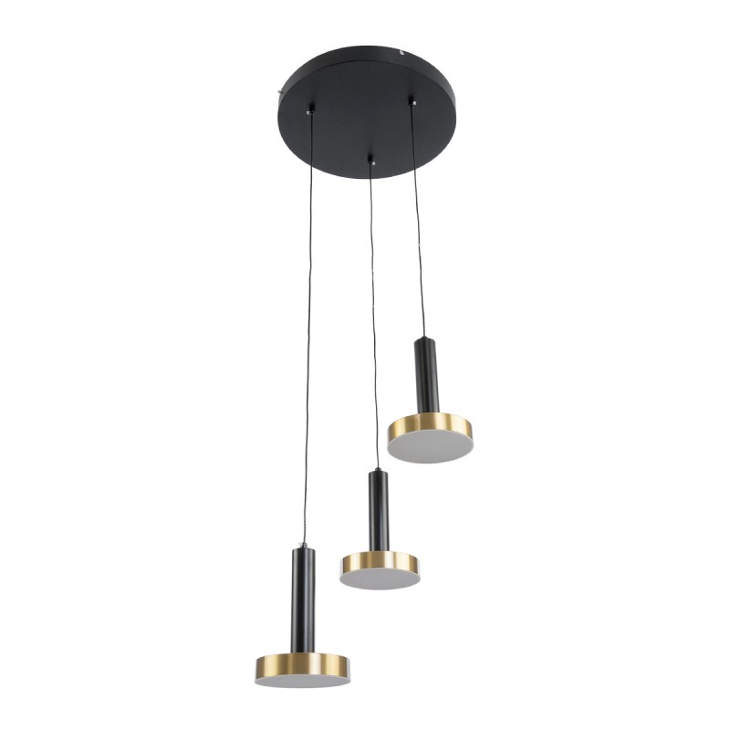 GLOBOSTAR® ZANE 60934 Μοντέρνο Κρεμαστό Φωτιστικό Οροφής LED 54W 6048lm 120° AC 220-240V IP20 Ρυθμιζόμενο Λευκό CCT με Χειριστήριο από 2700K έως 6000K Dimmable - Lumileds SMD Chip - Μαύρο Ματ & Χρυσό - Μ40 x Π40 x Υ20cm - 3 Χρόνια Εγγύηση