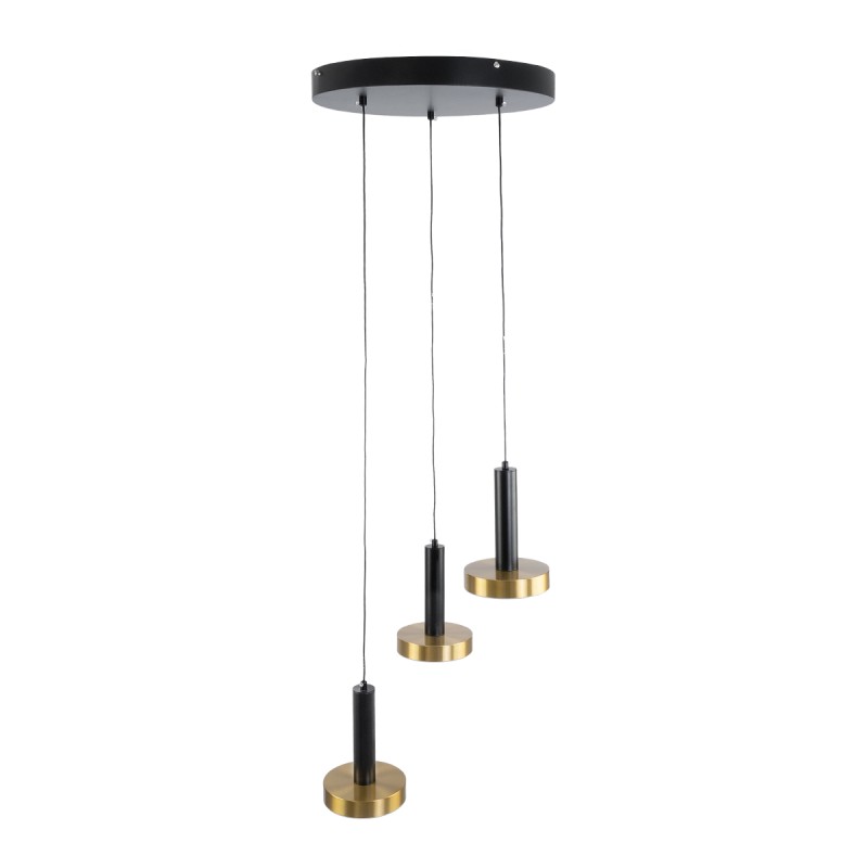 GLOBOSTAR® ZANE 60934 Μοντέρνο Κρεμαστό Φωτιστικό Οροφής LED 54W 6048lm 120° AC 220-240V IP20 Ρυθμιζόμενο Λευκό CCT με Χειριστήριο από 2700K έως 6000K Dimmable - Lumileds SMD Chip - Μαύρο Ματ & Χρυσό - Μ40 x Π40 x Υ20cm - 3 Χρόνια Εγγύηση