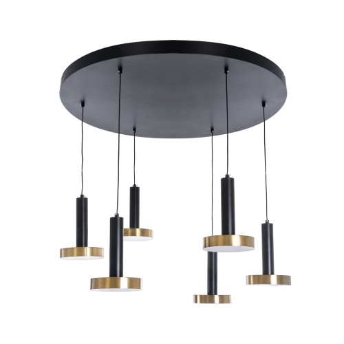 GLOBOSTAR® ZANE 60935 Μοντέρνο Κρεμαστό Φωτιστικό Οροφής LED 100W 11200lm 120° AC 220-240V IP20 Ρυθμιζόμενο Λευκό CCT με Χειριστήριο από 2700K έως 6000K Dimmable - Lumileds SMD Chip - Μαύρο Ματ & Χρυσό - Μ80 x Π80 x Υ20cm - 3 Χρόνια Εγγύηση