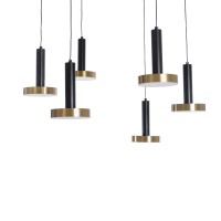 GLOBOSTAR® ZANE 60935 Μοντέρνο Κρεμαστό Φωτιστικό Οροφής LED 100W 11200lm 120° AC 220-240V IP20 Ρυθμιζόμενο Λευκό CCT με Χειριστήριο από 2700K έως 6000K Dimmable - Lumileds SMD Chip - Μαύρο Ματ & Χρυσό - Μ80 x Π80 x Υ20cm - 3 Χρόνια Εγγύηση