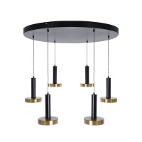 GLOBOSTAR® ZANE 60935 Μοντέρνο Κρεμαστό Φωτιστικό Οροφής LED 100W 11200lm 120° AC 220-240V IP20 Ρυθμιζόμενο Λευκό CCT με Χειριστήριο από 2700K έως 6000K Dimmable - Lumileds SMD Chip - Μαύρο Ματ & Χρυσό - Μ80 x Π80 x Υ20cm - 3 Χρόνια Εγγύηση