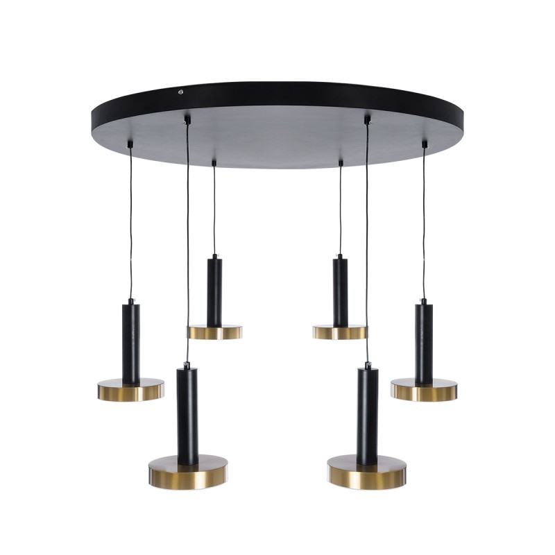 GLOBOSTAR® ZANE 60935 Μοντέρνο Κρεμαστό Φωτιστικό Οροφής LED 100W 11200lm 120° AC 220-240V IP20 Ρυθμιζόμενο Λευκό CCT με Χειριστήριο από 2700K έως 6000K Dimmable - Lumileds SMD Chip - Μαύρο Ματ & Χρυσό - Μ80 x Π80 x Υ20cm - 3 Χρόνια Εγγύηση