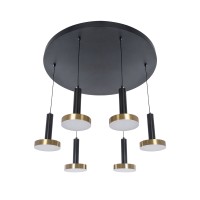 GLOBOSTAR® ZANE 60935 Μοντέρνο Κρεμαστό Φωτιστικό Οροφής LED 100W 11200lm 120° AC 220-240V IP20 Ρυθμιζόμενο Λευκό CCT με Χειριστήριο από 2700K έως 6000K Dimmable - Lumileds SMD Chip - Μαύρο Ματ & Χρυσό - Μ80 x Π80 x Υ20cm - 3 Χρόνια Εγγύηση