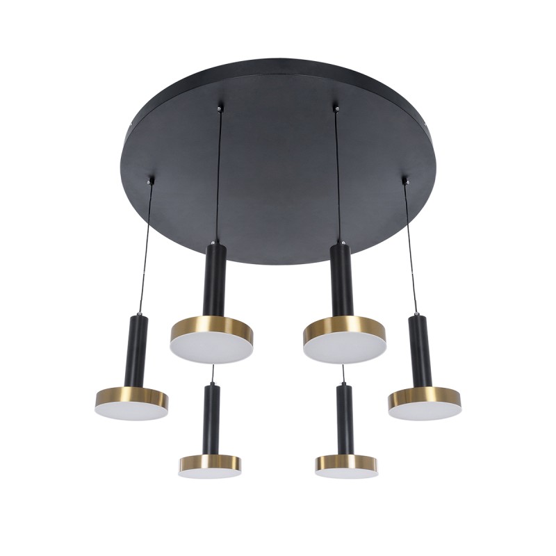 GLOBOSTAR® ZANE 60935 Μοντέρνο Κρεμαστό Φωτιστικό Οροφής LED 100W 11200lm 120° AC 220-240V IP20 Ρυθμιζόμενο Λευκό CCT με Χειριστήριο από 2700K έως 6000K Dimmable - Lumileds SMD Chip - Μαύρο Ματ & Χρυσό - Μ80 x Π80 x Υ20cm - 3 Χρόνια Εγγύηση