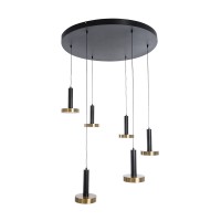GLOBOSTAR® ZANE 60935 Μοντέρνο Κρεμαστό Φωτιστικό Οροφής LED 100W 11200lm 120° AC 220-240V IP20 Ρυθμιζόμενο Λευκό CCT με Χειριστήριο από 2700K έως 6000K Dimmable - Lumileds SMD Chip - Μαύρο Ματ & Χρυσό - Μ80 x Π80 x Υ20cm - 3 Χρόνια Εγγύηση