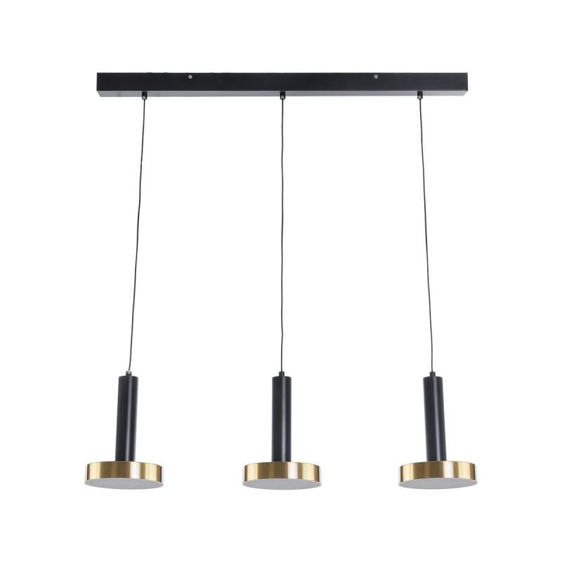GLOBOSTAR® ZANE 60936 Μοντέρνο Κρεμαστό Φωτιστικό Οροφής LED 54W 6048lm 120° AC 220-240V IP20 Ρυθμιζόμενο Λευκό CCT με Χειριστήριο από 2700K έως 6000K Dimmable - Lumileds SMD Chip - Μαύρο Ματ & Χρυσό - Μ80 x Π15 x Υ20cm - 3 Χρόνια Εγγύηση