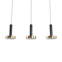 GLOBOSTAR® ZANE 60936 Μοντέρνο Κρεμαστό Φωτιστικό Οροφής LED 54W 6048lm 120° AC 220-240V IP20 Ρυθμιζόμενο Λευκό CCT με Χειριστήριο από 2700K έως 6000K Dimmable - Lumileds SMD Chip - Μαύρο Ματ & Χρυσό - Μ80 x Π15 x Υ20cm - 3 Χρόνια Εγγύηση
