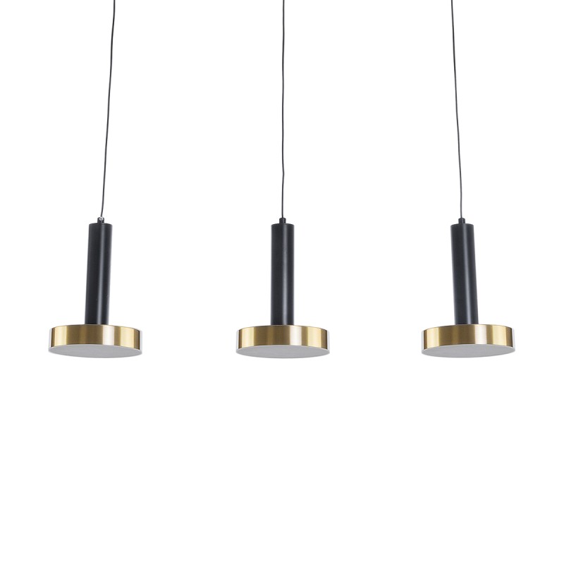GLOBOSTAR® ZANE 60936 Μοντέρνο Κρεμαστό Φωτιστικό Οροφής LED 54W 6048lm 120° AC 220-240V IP20 Ρυθμιζόμενο Λευκό CCT με Χειριστήριο από 2700K έως 6000K Dimmable - Lumileds SMD Chip - Μαύρο Ματ & Χρυσό - Μ80 x Π15 x Υ20cm - 3 Χρόνια Εγγύηση