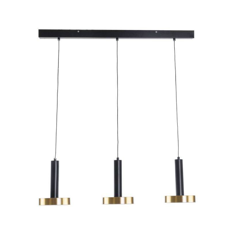 GLOBOSTAR® ZANE 60936 Μοντέρνο Κρεμαστό Φωτιστικό Οροφής LED 54W 6048lm 120° AC 220-240V IP20 Ρυθμιζόμενο Λευκό CCT με Χειριστήριο από 2700K έως 6000K Dimmable - Lumileds SMD Chip - Μαύρο Ματ & Χρυσό - Μ80 x Π15 x Υ20cm - 3 Χρόνια Εγγύηση