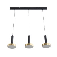 GLOBOSTAR® ZANE 60936 Μοντέρνο Κρεμαστό Φωτιστικό Οροφής LED 54W 6048lm 120° AC 220-240V IP20 Ρυθμιζόμενο Λευκό CCT με Χειριστήριο από 2700K έως 6000K Dimmable - Lumileds SMD Chip - Μαύρο Ματ & Χρυσό - Μ80 x Π15 x Υ20cm - 3 Χρόνια Εγγύηση