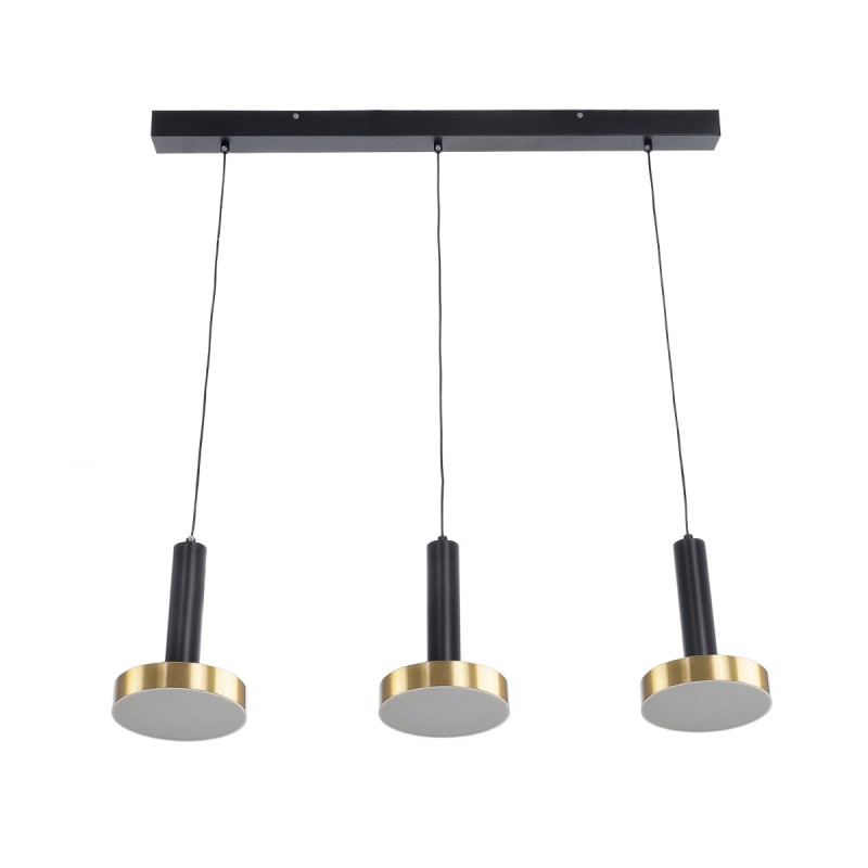 GLOBOSTAR® ZANE 60936 Μοντέρνο Κρεμαστό Φωτιστικό Οροφής LED 54W 6048lm 120° AC 220-240V IP20 Ρυθμιζόμενο Λευκό CCT με Χειριστήριο από 2700K έως 6000K Dimmable - Lumileds SMD Chip - Μαύρο Ματ & Χρυσό - Μ80 x Π15 x Υ20cm - 3 Χρόνια Εγγύηση