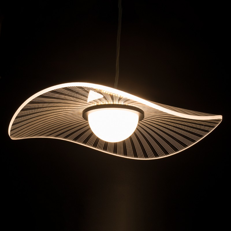 GLOBOSTAR® ACRYLICA 60974 Μοντέρνο Κρεμαστό Φωτιστικό Οροφής LED 20W 2240lm 360° AC 220-240V IP20 Ρυθμιζόμενο Λευκό CCT με On/Off 2700K/4500K/6000K - Lumileds SMD Chip - Διάφανο & Μαύρο Ματ - Μ40 x Π40 x Υ6.5cm - 3 Χρόνια Εγγύηση