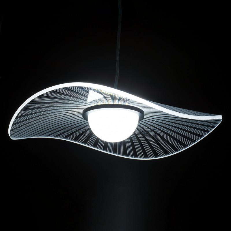 GLOBOSTAR® ACRYLICA 60974 Μοντέρνο Κρεμαστό Φωτιστικό Οροφής LED 20W 2240lm 360° AC 220-240V IP20 Ρυθμιζόμενο Λευκό CCT με On/Off 2700K/4500K/6000K - Lumileds SMD Chip - Διάφανο & Μαύρο Ματ - Μ40 x Π40 x Υ6.5cm - 3 Χρόνια Εγγύηση