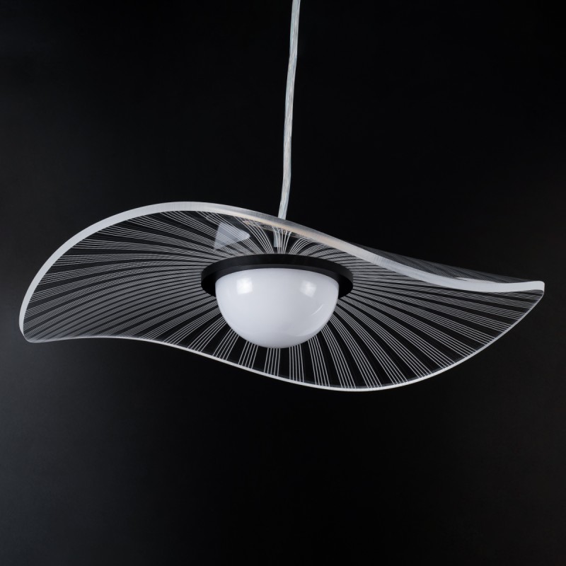 GLOBOSTAR® ACRYLICA 60974 Μοντέρνο Κρεμαστό Φωτιστικό Οροφής LED 20W 2240lm 360° AC 220-240V IP20 Ρυθμιζόμενο Λευκό CCT με On/Off 2700K/4500K/6000K - Lumileds SMD Chip - Διάφανο & Μαύρο Ματ - Μ40 x Π40 x Υ6.5cm - 3 Χρόνια Εγγύηση
