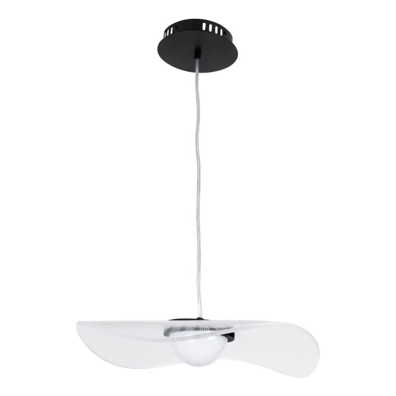 GLOBOSTAR® ACRYLICA 60974 Μοντέρνο Κρεμαστό Φωτιστικό Οροφής LED 20W 2240lm 360° AC 220-240V IP20 Ρυθμιζόμενο Λευκό CCT με On/Off 2700K/4500K/6000K - Lumileds SMD Chip - Διάφανο & Μαύρο Ματ - Μ40 x Π40 x Υ6.5cm - 3 Χρόνια Εγγύηση