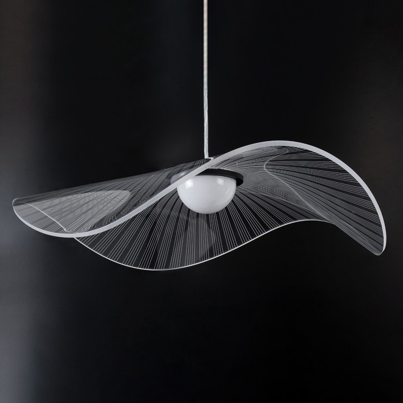 GLOBOSTAR® ACRYLICA 60975 Μοντέρνο Κρεμαστό Φωτιστικό Οροφής LED 20W 2240lm 360° AC 220-240V IP20 Ρυθμιζόμενο Λευκό CCT με On/Off 2700K/4500K/6000K - Lumileds SMD Chip - Διάφανο & Μαύρο Ματ - Μ60 x Π60 x Υ15cm - 3 Χρόνια Εγγύηση