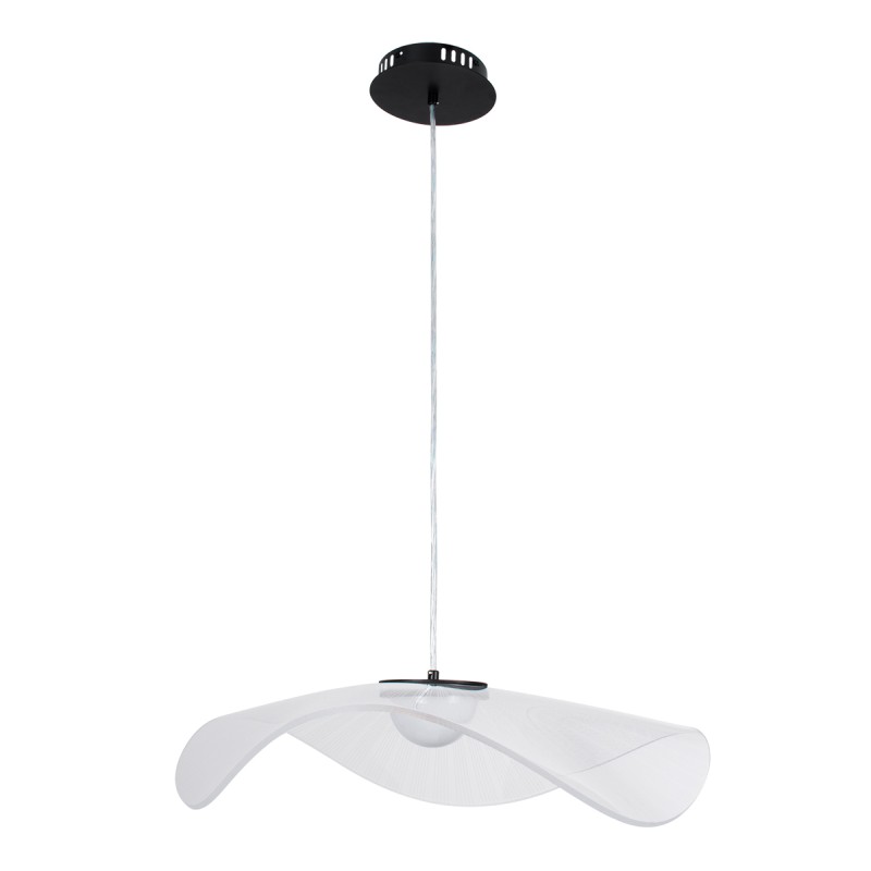 GLOBOSTAR® ACRYLICA 60975 Μοντέρνο Κρεμαστό Φωτιστικό Οροφής LED 20W 2240lm 360° AC 220-240V IP20 Ρυθμιζόμενο Λευκό CCT με On/Off 2700K/4500K/6000K - Lumileds SMD Chip - Διάφανο & Μαύρο Ματ - Μ60 x Π60 x Υ15cm - 3 Χρόνια Εγγύηση