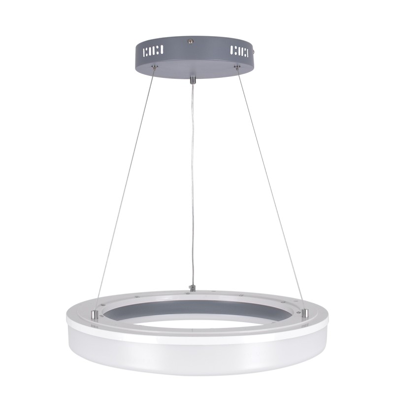 GLOBOSTAR® ARIANA 61039 Μοντέρνο Κρεμαστό Φωτιστικό Οροφής LED 55W 6376lm 120° AC 220-240V IP20 Ρυθμιζόμενο Λευκό CCT με Χειριστήριο από 2700K έως 6000K Dimmable - Lumileds SMD Chip - Γκρι - Μ48 x Π48 x Υ6.5cm - 3 Χρόνια Εγγύηση