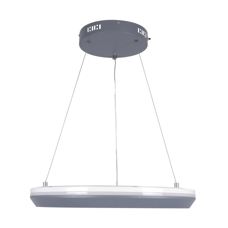 GLOBOSTAR® MELINA 61045 Μοντέρνο Κρεμαστό Φωτιστικό Οροφής LED 55W 6376lm 120° AC 220-240V IP20 Ρυθμιζόμενο Λευκό CCT με Χειριστήριο από 2700K έως 6000K Dimmable - Lumileds SMD Chip - Γκρι & Λευκό - Μ48 x Π48 x Υ6.5cm - 3 Χρόνια Εγγύηση