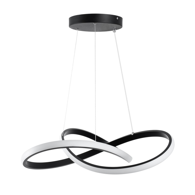 GLOBOSTAR® DEXTER 61049 Μοντέρνο Κρεμαστό Φωτιστικό Οροφής LED 72W 8064lm 300° AC 220-240V IP20 Ρυθμιζόμενο Λευκό CCT με Χειριστήριο από 2700K έως 6000K Dimmable - Lumileds SMD Chip - Μαύρο Ματ - Μ56 x Π56 x Υ14cm - 3 Χρόνια Εγγύηση