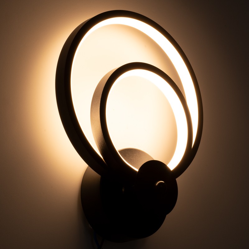 GLOBOSTAR® FREDDIE 61076 Μοντέρνο Φωτιστικό Τοίχου - Απλίκα LED 15W 1800lm 300° AC 220-240V IP20 Ρυθμιζόμενο Λευκό CCT με On/Off 2700K/4500K/6000K - Lumileds SMD Chip - Μαύρο Ματ - Μ20 x Π7.5 x Υ25cm - 3 Χρόνια Εγγύηση