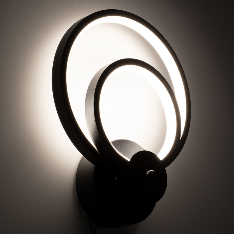 GLOBOSTAR® FREDDIE 61076 Μοντέρνο Φωτιστικό Τοίχου - Απλίκα LED 15W 1800lm 300° AC 220-240V IP20 Ρυθμιζόμενο Λευκό CCT με On/Off 2700K/4500K/6000K - Lumileds SMD Chip - Μαύρο Ματ - Μ20 x Π7.5 x Υ25cm - 3 Χρόνια Εγγύηση