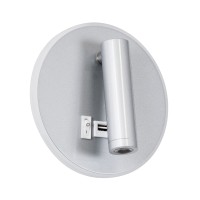 GLOBOSTAR® JERSEY 61103 Μοντέρνο Φωτιστικό Τοίχου - Απλίκα Ξενοδοχείου Reading Light με Φορτιστή USB 3A LED 10W 1380lm 36° & 360° AC 220-240V IP20 Φυσικό Λευκό 4500K - Bridgelux SMD Chip & TÜV SÜD Driver - Νίκελ Βούρτσας - Μ14.5 x Π14.5 x Υ6cm - 3