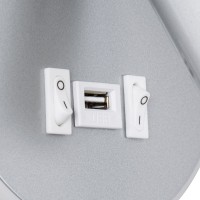 GLOBOSTAR® JERSEY 61103 Μοντέρνο Φωτιστικό Τοίχου - Απλίκα Ξενοδοχείου Reading Light με Φορτιστή USB 3A LED 10W 1380lm 36° & 360° AC 220-240V IP20 Φυσικό Λευκό 4500K - Bridgelux SMD Chip & TÜV SÜD Driver - Νίκελ Βούρτσας - Μ14.5 x Π14.5 x Υ6cm - 3