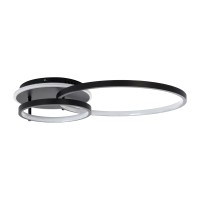 GLOBOSTAR® NEMESIS 61105 Μοντέρνο Φωτιστικό Οροφής LED 67W 7573lm 360° AC 220-240V IP20 Ρυθμιζόμενο Λευκό CCT με Χειριστήριο από 2700K έως 6000K Dimmable - Lumileds SMD Chip - Μαύρο Ματ - Μ84 x Π45 x Υ13cm - 3 Χρόνια Εγγύηση