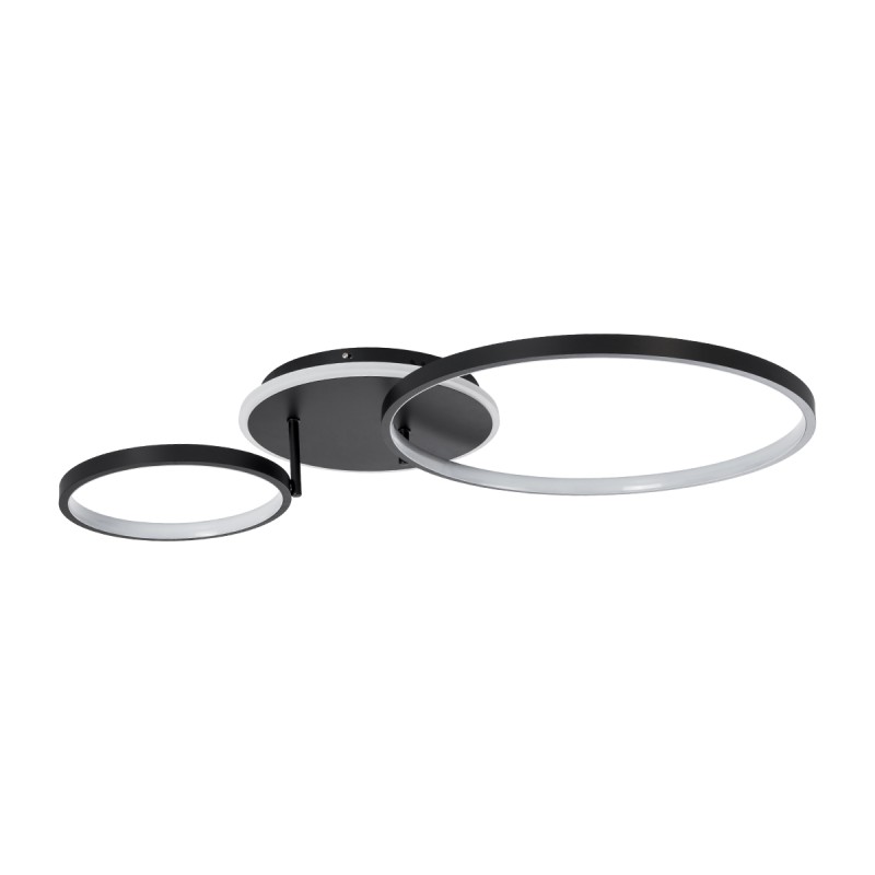 GLOBOSTAR® NEMESIS 61105 Μοντέρνο Φωτιστικό Οροφής LED 67W 7573lm 360° AC 220-240V IP20 Ρυθμιζόμενο Λευκό CCT με Χειριστήριο από 2700K έως 6000K Dimmable - Lumileds SMD Chip - Μαύρο Ματ - Μ84 x Π45 x Υ13cm - 3 Χρόνια Εγγύηση