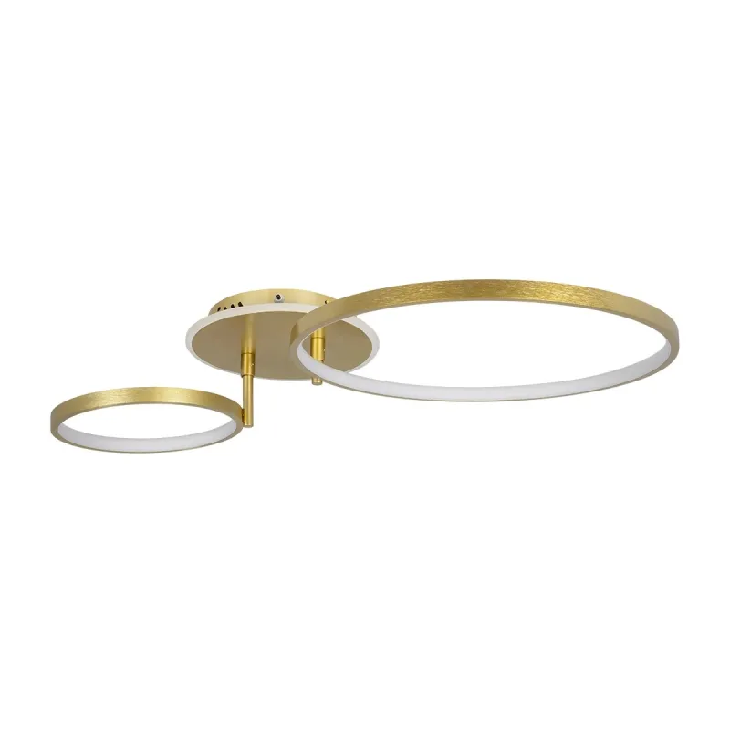 GLOBOSTAR® NEMESIS 61107 Μοντέρνο Φωτιστικό Οροφής LED 67W 6700lm 360° AC 220-240V IP20 Ρυθμιζόμενο Λευκό CCT με Χειριστήριο από 2700K έως 6000K Dimmable - Lumileds SMD Chip - Χρυσό Βούρτσας - Μ84 x Π45 x Υ13cm - 3 Χρόνια Εγγύηση