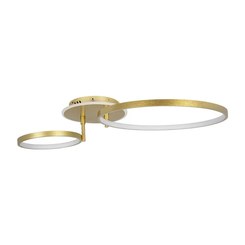 GLOBOSTAR® NEMESIS 61107 Μοντέρνο Φωτιστικό Οροφής LED 67W 6700lm 360° AC 220-240V IP20 Ρυθμιζόμενο Λευκό CCT με Χειριστήριο από 2700K έως 6000K Dimmable - Lumileds SMD Chip - Χρυσό Βούρτσας - Μ84 x Π45 x Υ13cm - 3 Χρόνια Εγγύηση