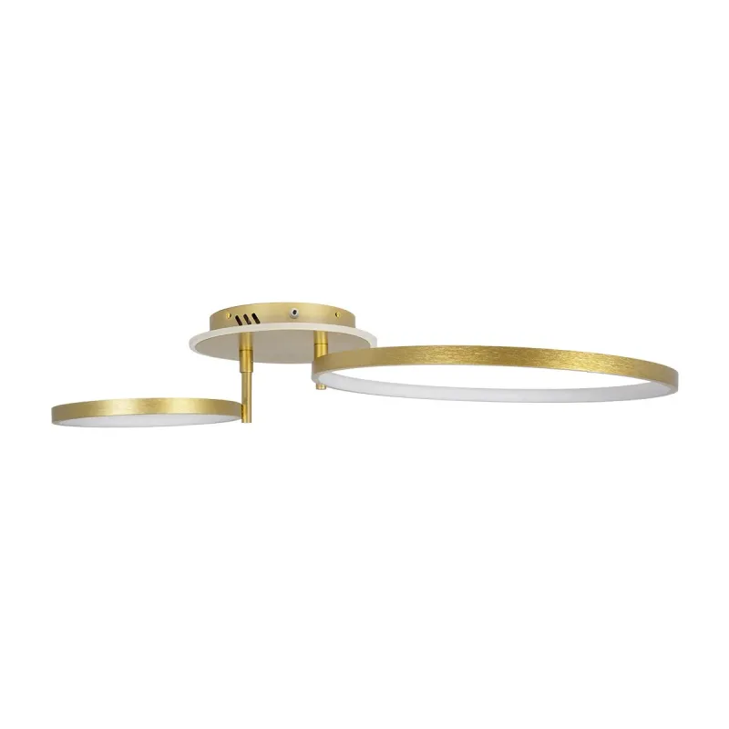 GLOBOSTAR® NEMESIS 61107 Μοντέρνο Φωτιστικό Οροφής LED 67W 6700lm 360° AC 220-240V IP20 Ρυθμιζόμενο Λευκό CCT με Χειριστήριο από 2700K έως 6000K Dimmable - Lumileds SMD Chip - Χρυσό Βούρτσας - Μ84 x Π45 x Υ13cm - 3 Χρόνια Εγγύηση