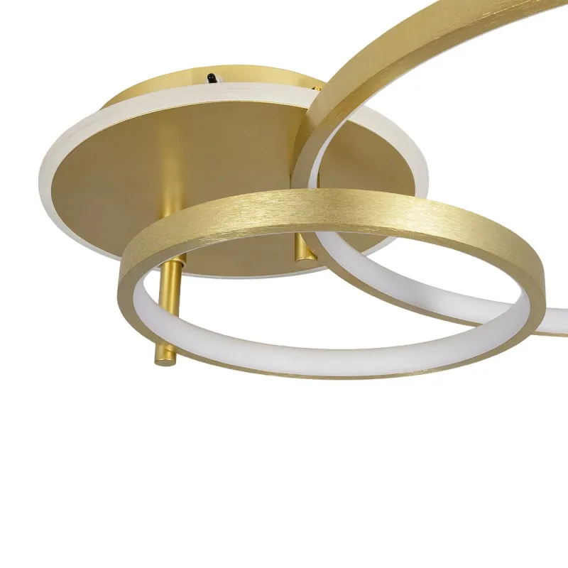 GLOBOSTAR® NEMESIS 61107 Μοντέρνο Φωτιστικό Οροφής LED 67W 6700lm 360° AC 220-240V IP20 Ρυθμιζόμενο Λευκό CCT με Χειριστήριο από 2700K έως 6000K Dimmable - Lumileds SMD Chip - Χρυσό Βούρτσας - Μ84 x Π45 x Υ13cm - 3 Χρόνια Εγγύηση