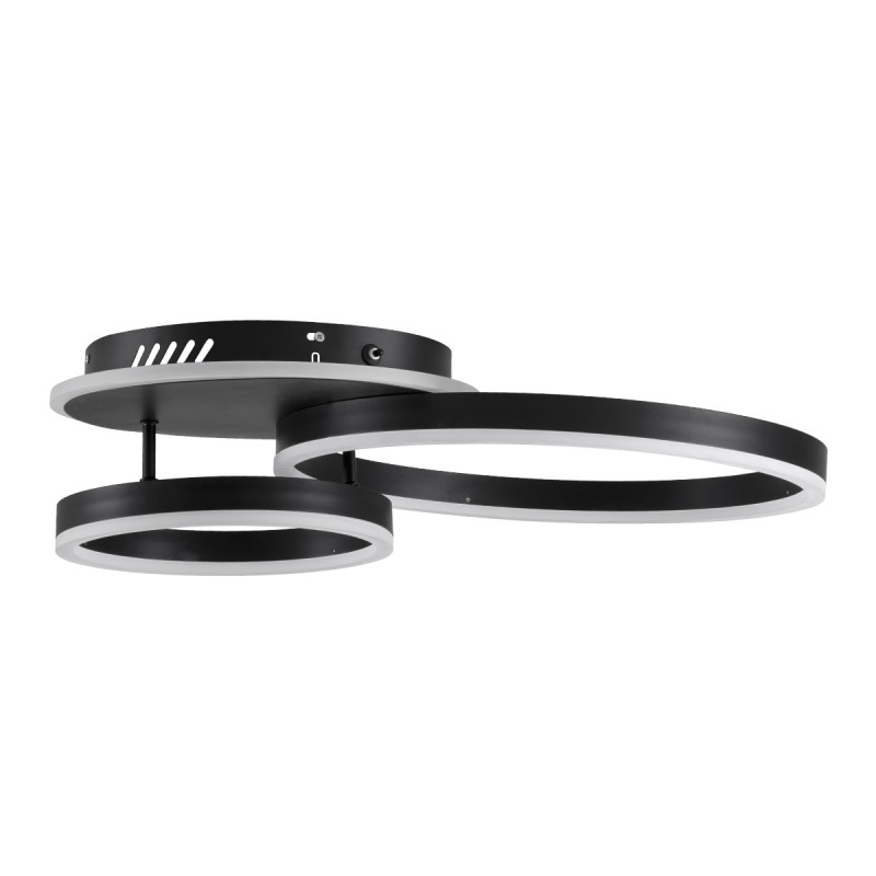 GLOBOSTAR® VENOM 61120 Μοντέρνο Φωτιστικό Οροφής LED 67W 8107lm 360° AC 220-240V IP20 Ρυθμιζόμενο Λευκό CCT με Χειριστήριο από 2700K έως 6000K Dimmable - Lumileds SMD Chip - Μαύρο Ματ - Μ60 x Π40 x Υ12.5cm - 3 Χρόνια Εγγύηση