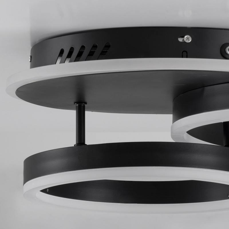 GLOBOSTAR® VENOM 61120 Μοντέρνο Φωτιστικό Οροφής LED 67W 8107lm 360° AC 220-240V IP20 Ρυθμιζόμενο Λευκό CCT με Χειριστήριο από 2700K έως 6000K Dimmable - Lumileds SMD Chip - Μαύρο Ματ - Μ60 x Π40 x Υ12.5cm - 3 Χρόνια Εγγύηση