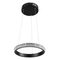 GLOBOSTAR® DIAMOND 61126 Μοντέρνο Κρεμαστό Φωτιστικό Οροφής LED 20W 2356lm 360° AC 220-240V IP20 Ρυθμιζόμενο Λευκό CCT με Χειριστήριο από 2700K έως 6000K Dimmable - Lumileds SMD Chip - Μαύρο Ματ - Μ25 x Π25 x Υ3cm - 3 Χρόνια Εγγύηση