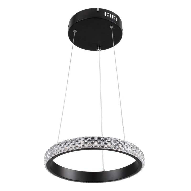 GLOBOSTAR® DIAMOND 61126 Μοντέρνο Κρεμαστό Φωτιστικό Οροφής LED 20W 2356lm 360° AC 220-240V IP20 Ρυθμιζόμενο Λευκό CCT με Χειριστήριο από 2700K έως 6000K Dimmable - Lumileds SMD Chip - Μαύρο Ματ - Μ25 x Π25 x Υ3cm - 3 Χρόνια Εγγύηση
