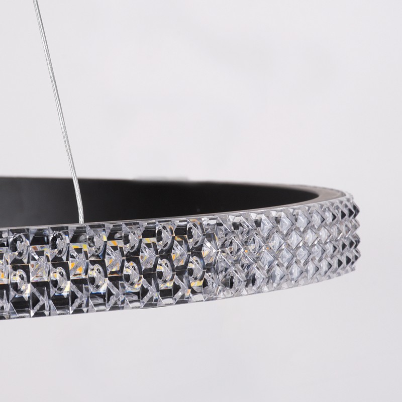 GLOBOSTAR® DIAMOND 61126 Μοντέρνο Κρεμαστό Φωτιστικό Οροφής LED 20W 2356lm 360° AC 220-240V IP20 Ρυθμιζόμενο Λευκό CCT με Χειριστήριο από 2700K έως 6000K Dimmable - Lumileds SMD Chip - Μαύρο Ματ - Μ25 x Π25 x Υ3cm - 3 Χρόνια Εγγύηση