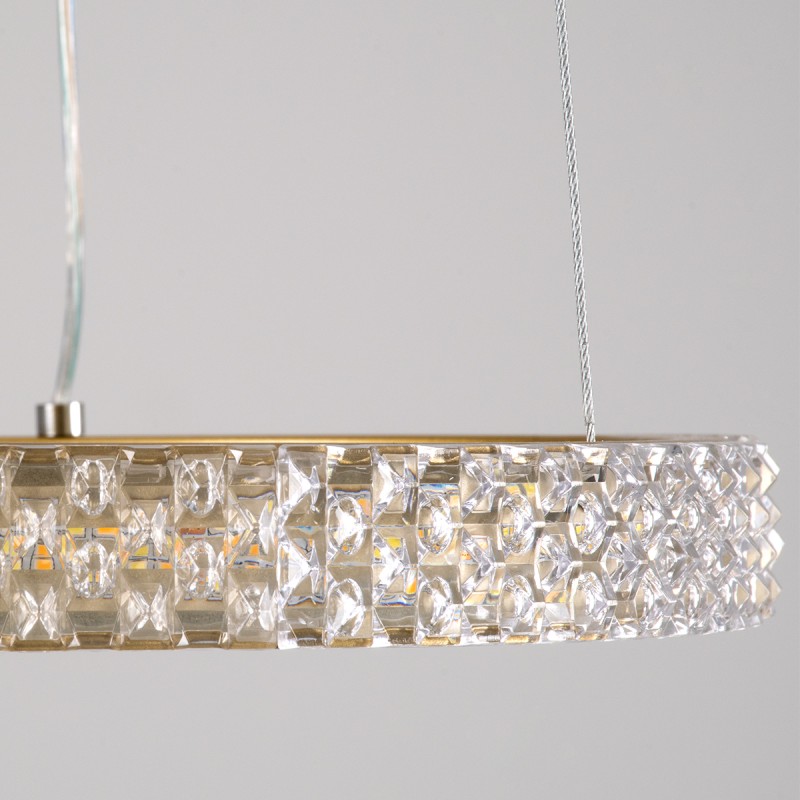 GLOBOSTAR® DIAMOND 61127 Μοντέρνο Κρεμαστό Φωτιστικό Οροφής LED 20W 2356lm 360° AC 220-240V IP20 Ρυθμιζόμενο Λευκό CCT με Χειριστήριο από 2700K έως 6000K Dimmable - Lumileds SMD Chip - Χρυσό Βούρτσας - Μ25 x Π25 x Υ3cm - 3 Χρόνια Εγγύηση