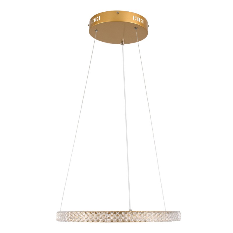 GLOBOSTAR® DIAMOND 61129 Μοντέρνο Κρεμαστό Φωτιστικό Οροφής LED 30W 3513lm 360° AC 220-240V IP20 Ρυθμιζόμενο Λευκό CCT με Χειριστήριο από 2700K έως 6000K Dimmable - Lumileds SMD Chip - Χρυσό Βούρτσας - Μ40 x Π40 x Υ3cm - 3 Χρόνια Εγγύηση